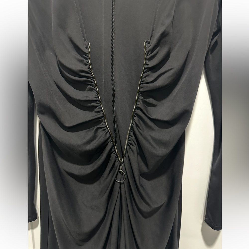 BCBGMaxAzria Black Ruched Long Sleeve Dress - Picture 7 of 8